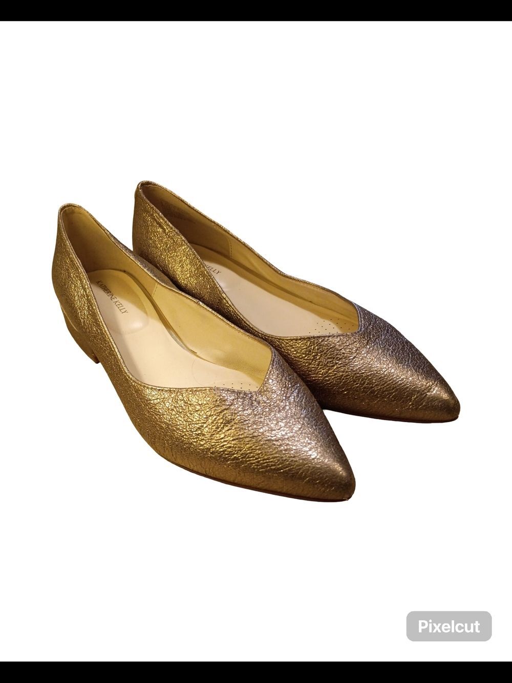 Katherine Kelly brand pointed-toe flats in a gold metallic finish - Picture 2 of 16